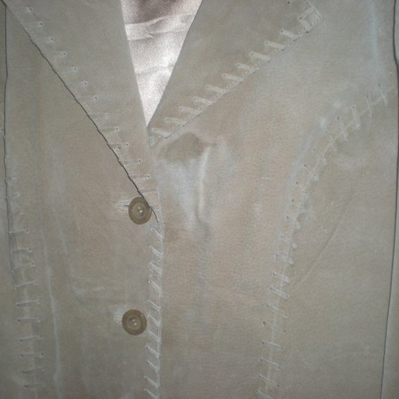 BEVERLY HILLS Leather Club Jacket Suede Size L Vintage Tan - Picture 3 of 5